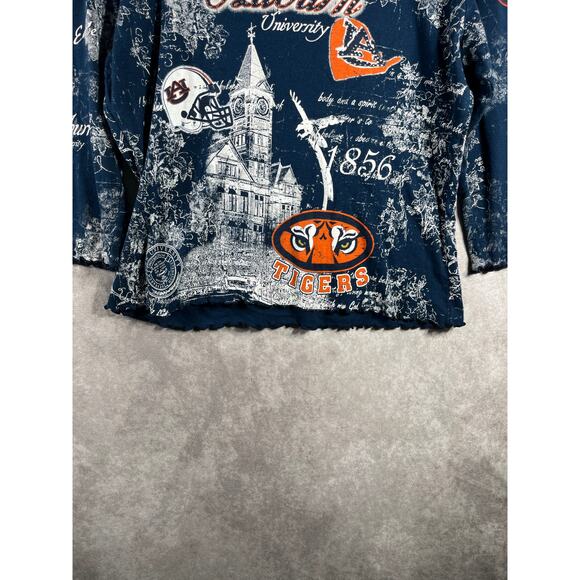 Vintage‎ Michael University Of Auburn Tigers Shirt Womens XL Blue Graphic AOP - Picture 3 of 8